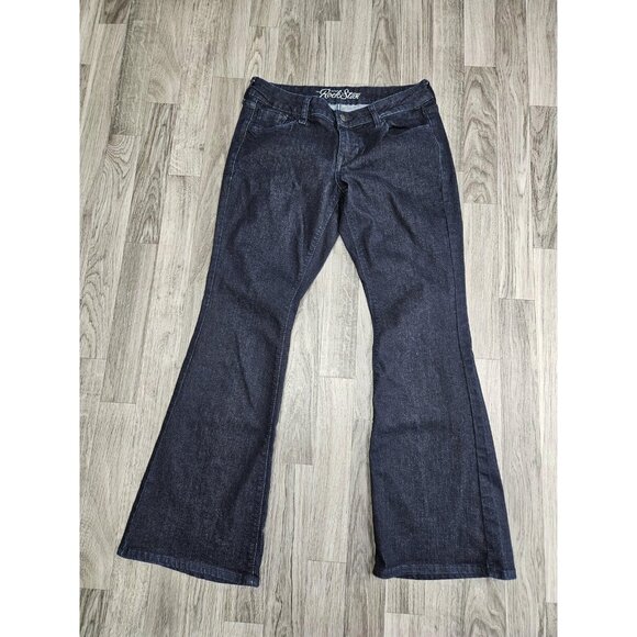 Old Navy Rock Star Jeans Womens 10 Short Dark Wash Flare Stretch Denim Pants - Picture 1 of 11